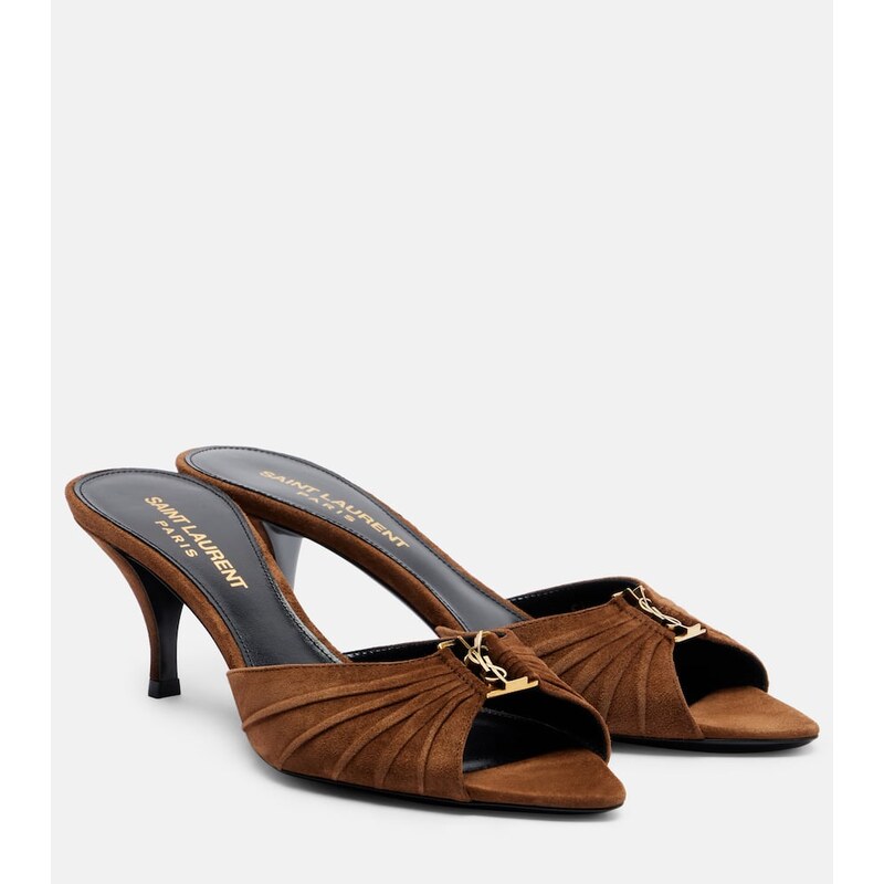 Saint Laurent Babylone Cassandre suede mules