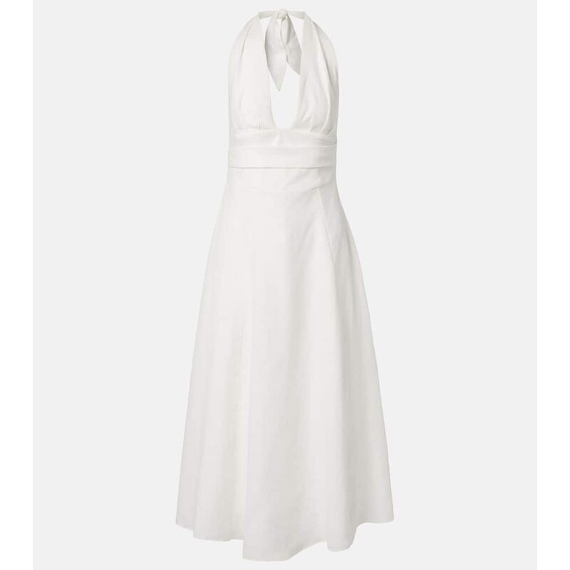Faithfull Bianca halterneck linen midi dress