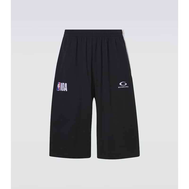 Balenciaga x NBA logo cotton fleece shorts