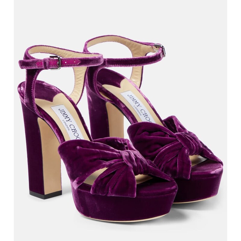 Jimmy Choo Heloise 120 velvet peep-toe pumps