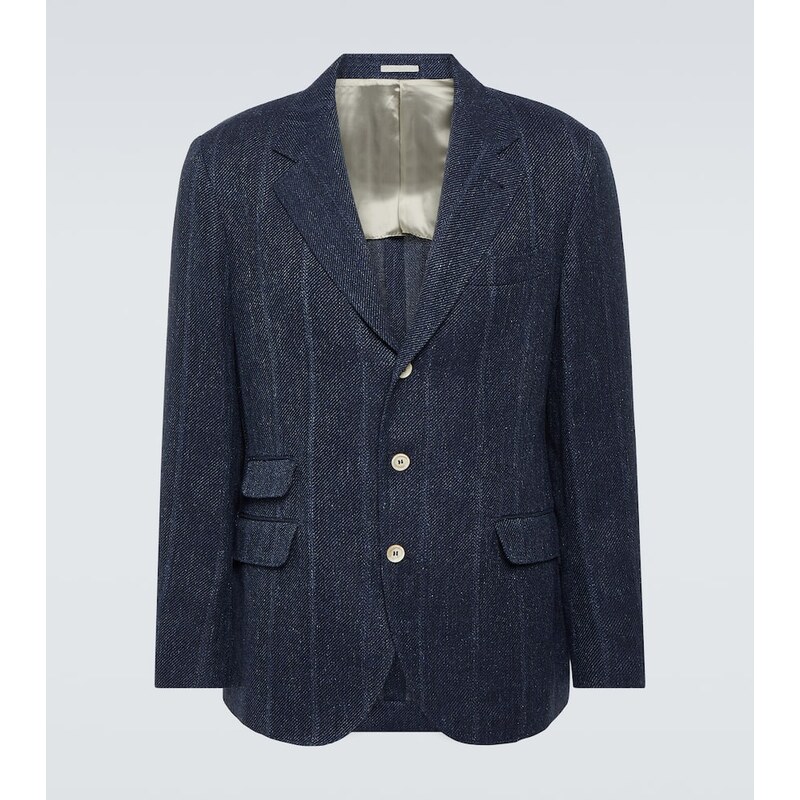 Brunello Cucinelli Striped linen, silk and wool blazer