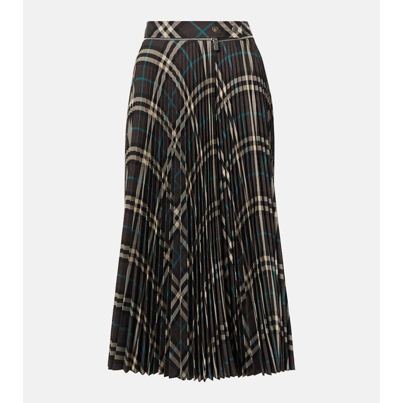 Burberry Pleated checked midi skirt