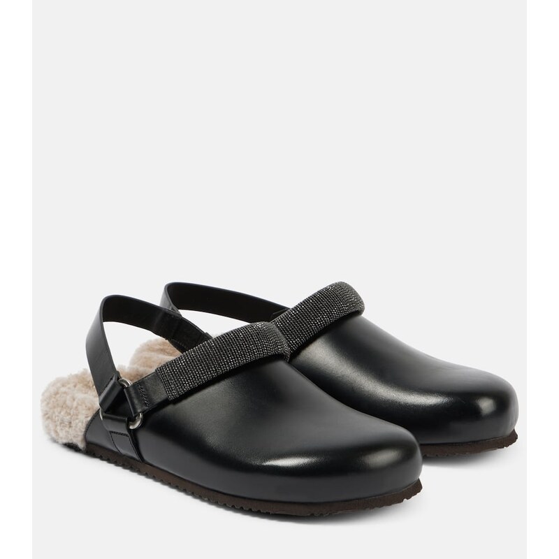 Brunello Cucinelli Monili shearling-lined leather clogs