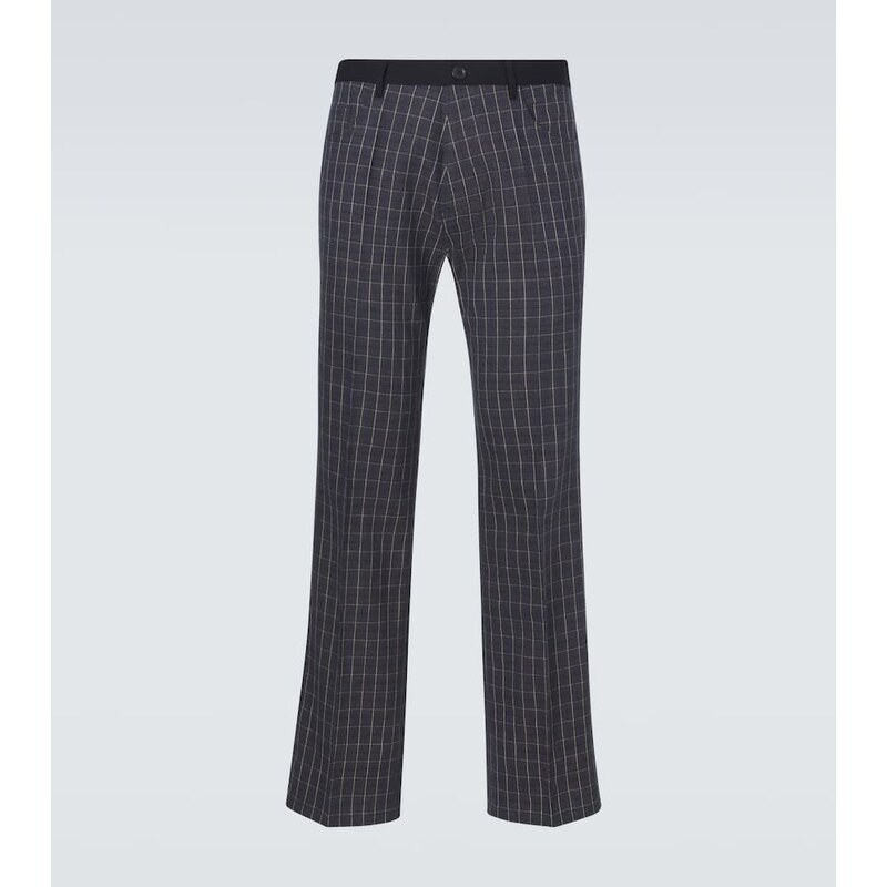 Wales Bonner Country checked linen-blend straight pants