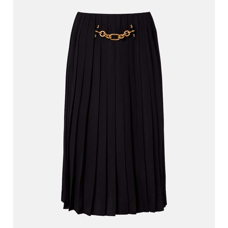 Balmain Chain-detail pleated midi skirt