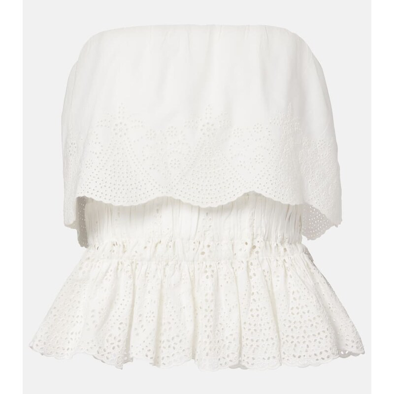 Posse Beryl broderie anglaise peplum cotton top