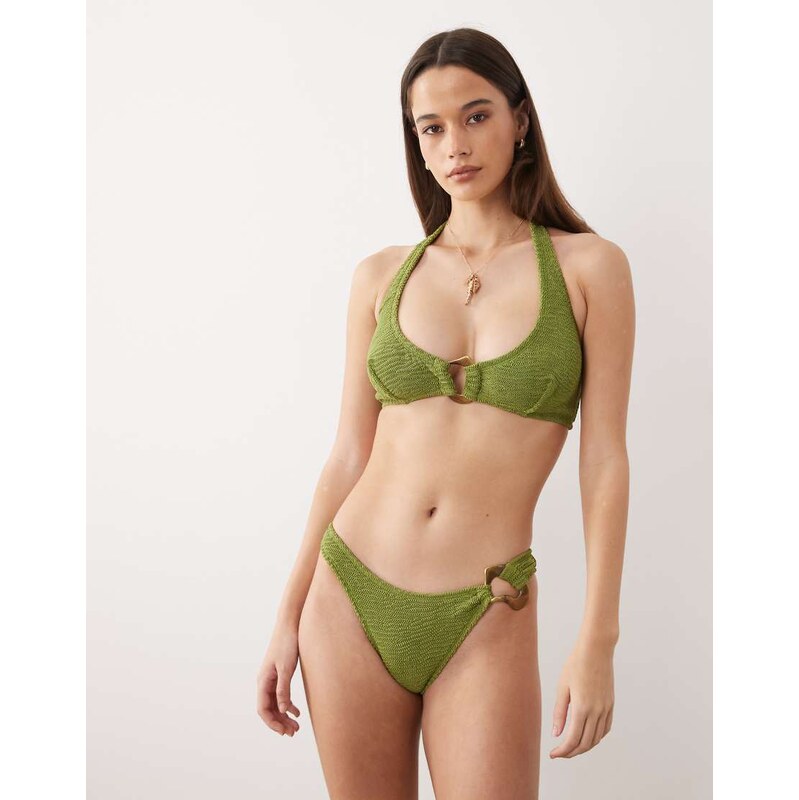 ASOS DESIGN Fuller Bust Oceana halter bikini top with molten