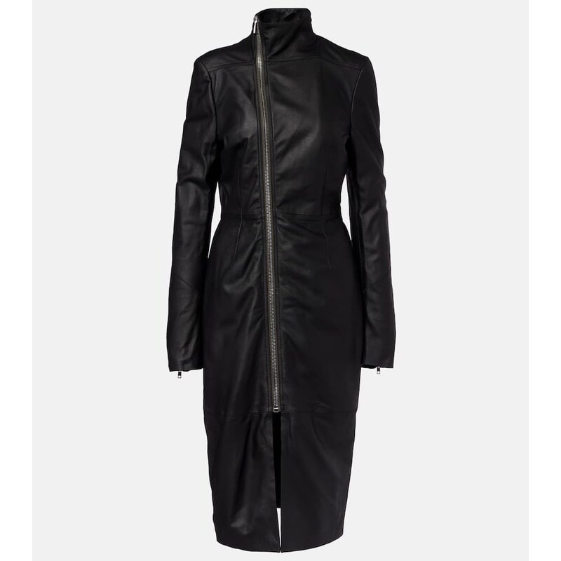 Kožený kabát Rick Owens Gary v černé barvě