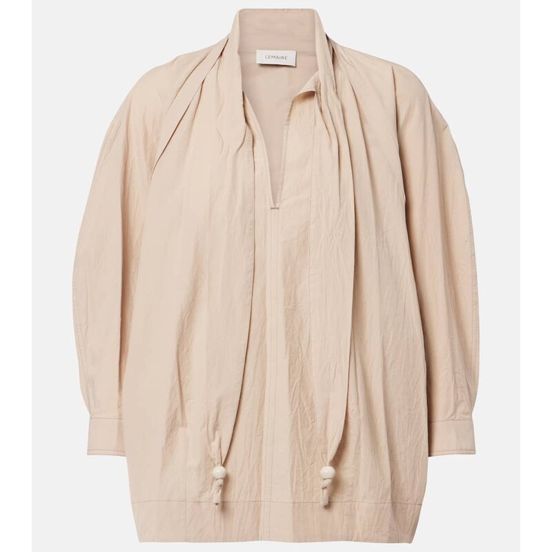 Lemaire Tie-neck cotton crÃªpe blouse
