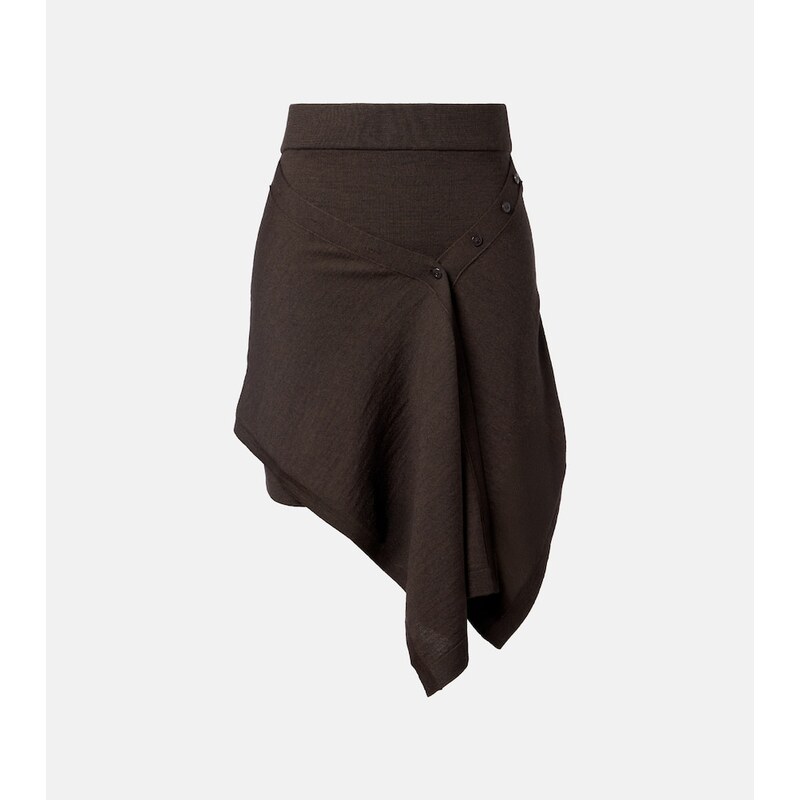Lemaire Asymmetric wool-blend miniskirt