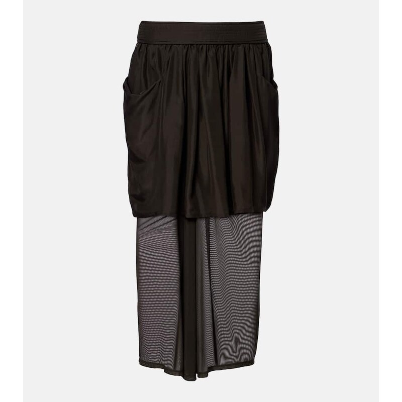 Lemaire Draped semi-sheer silk midi skirt