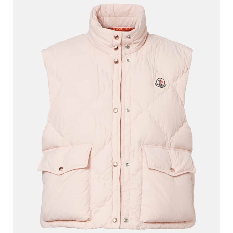 Moncler Biois kvetová vesta z pláštěnky v barevném tónu