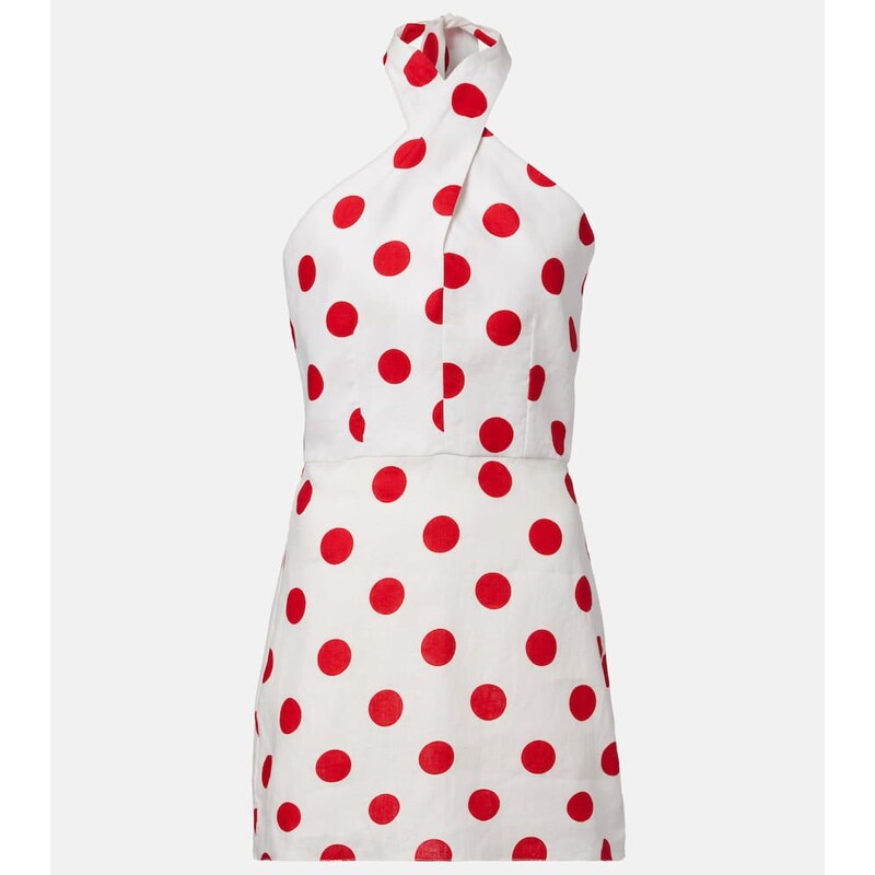Cala de la Cruz Veneta polka-dot halterneck linen minidress