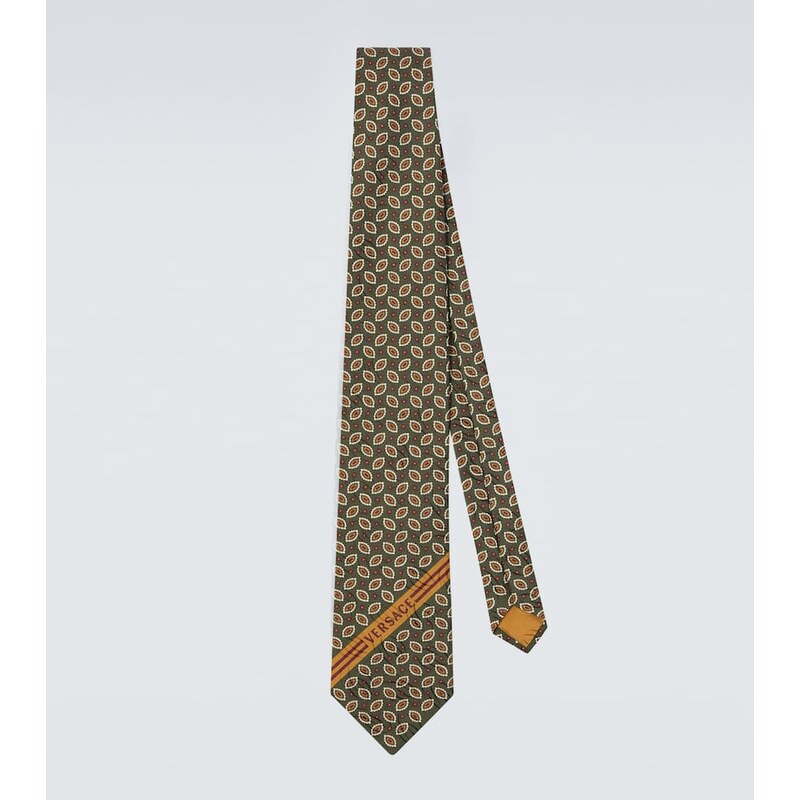 Versace Logo printed silk tie