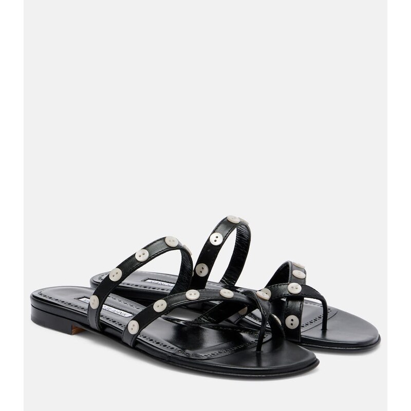 Manolo Blahnik Irafli embellished leather thong sandals