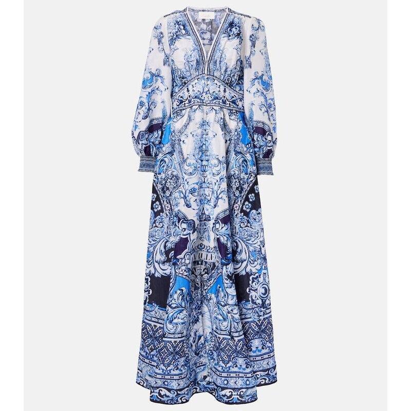 Camilla Printed linen and silk maxi dress