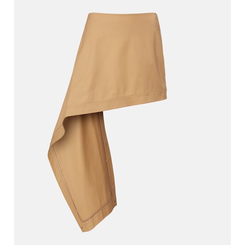 Loewe Asymmetric silk-trimmed cotton miniskirt