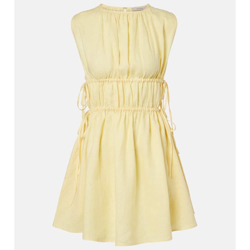 Asceno Como gathered linen minidress