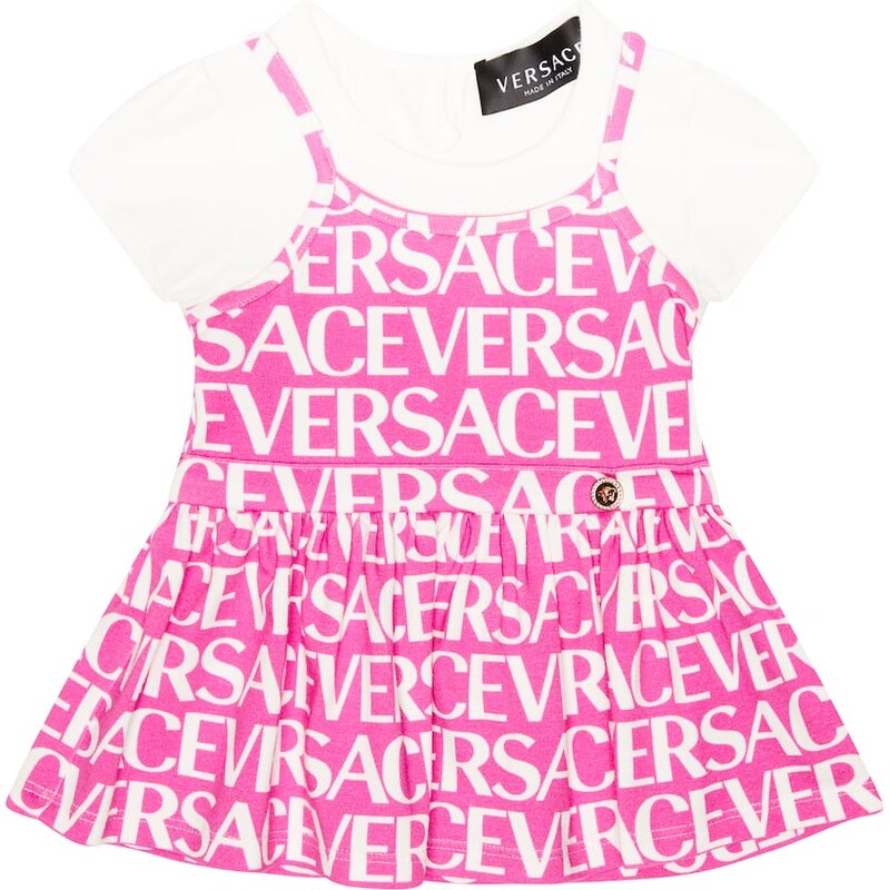 Versace Kids Baby logo cotton-blend jersey dress