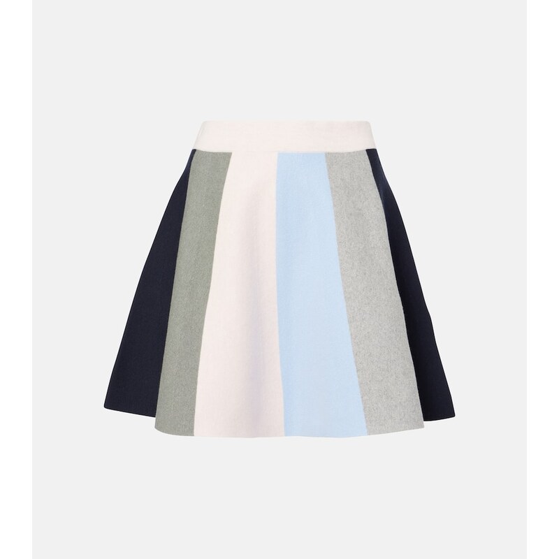 JW Anderson Colorblocked cotton and cashmere miniskirt