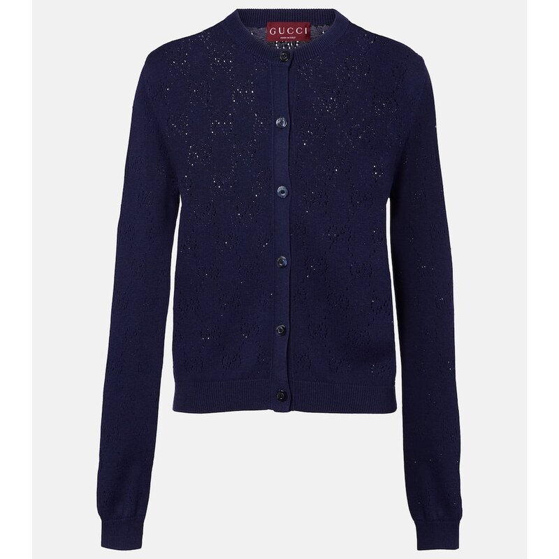 Gucci GG pointelle silk and cotton cardigan