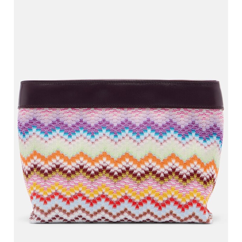 Missoni Zigzag Large leather-trimmed lamÃ clutch