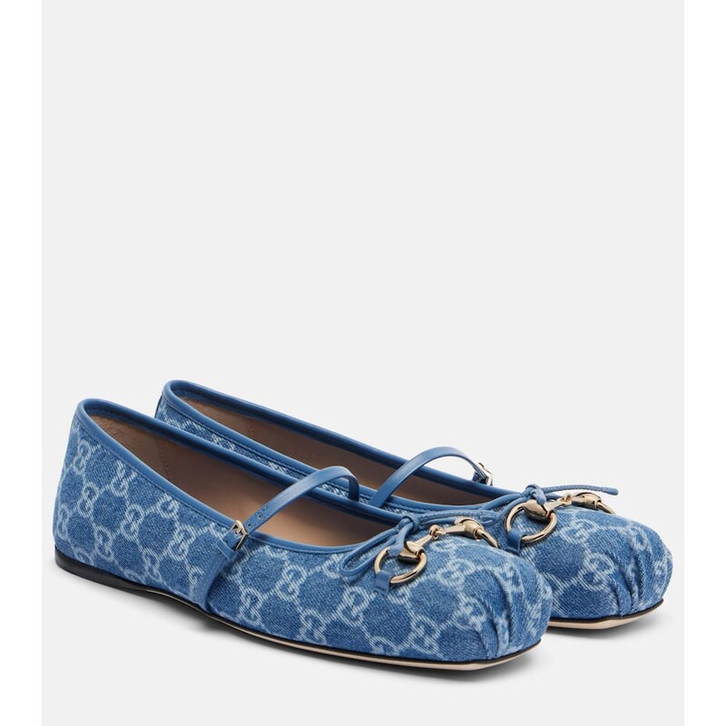 Gucci Gucci Horsebit GG denim ballet flats