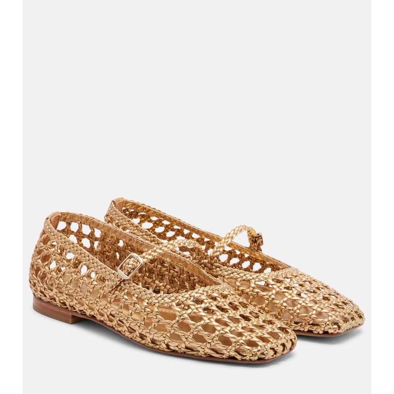 Souliers Martinez Paris woven leather Mary Jane flats