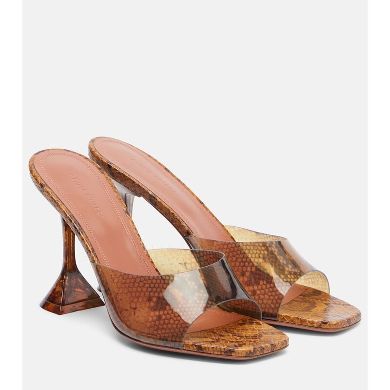 Amina Muaddi Lupita snake-print PVC mules