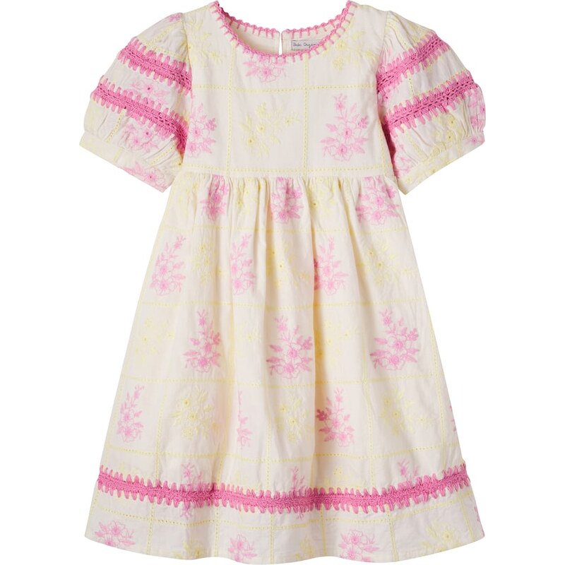 Bebe Organic Alba floral embroidered cotton dress