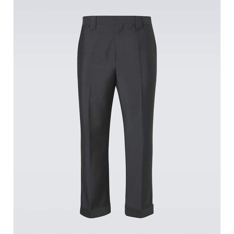 Versace Cropped wool and mohair straight pants