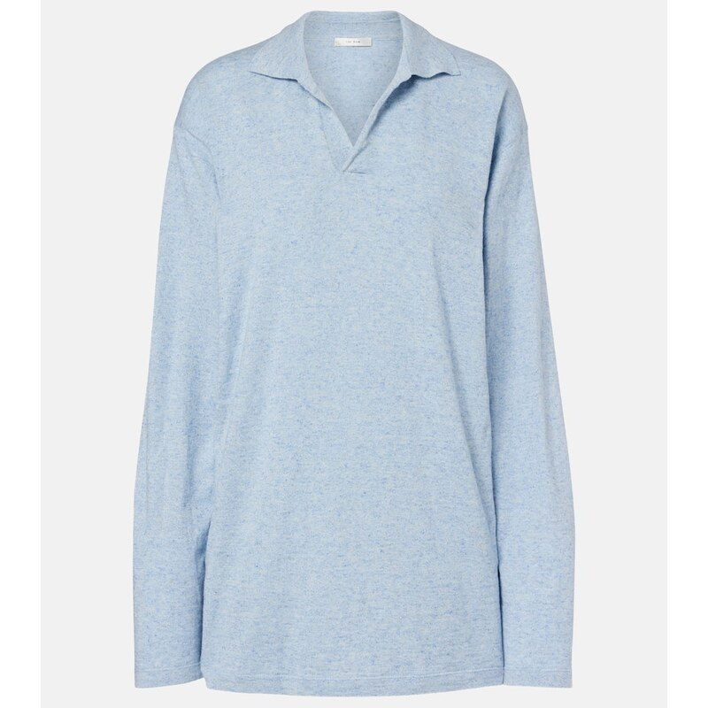 The Row Niosa cotton and linen polo sweater
