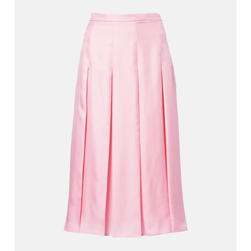 Gucci Pleated silk twill midi skirt