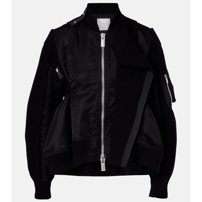 Dámský bomber Sacai Paneled blouson jacket v černé barvě