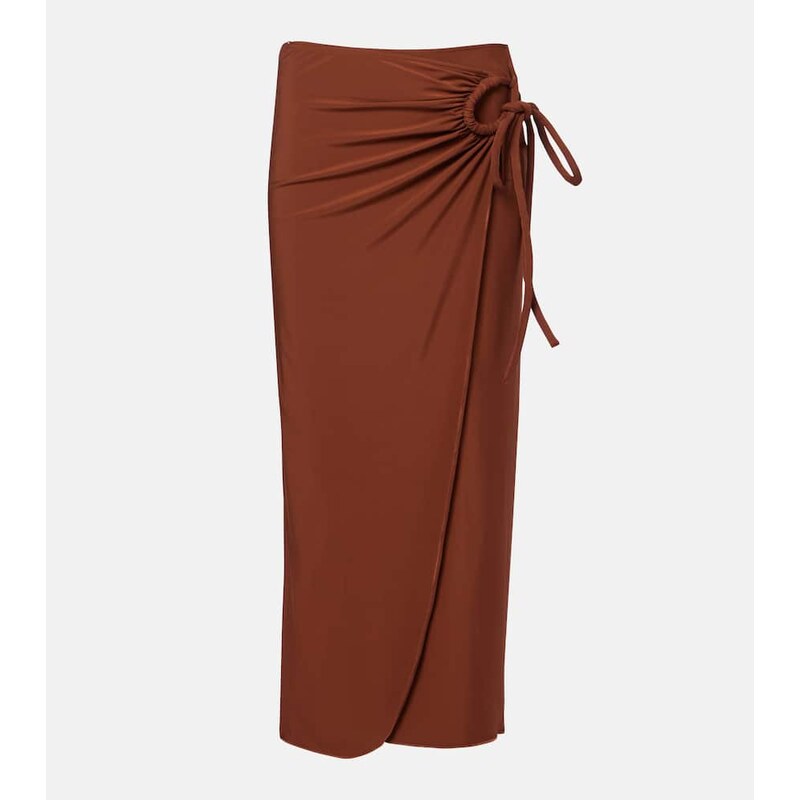 Max Mara Afoso gathered jersey wrap skirt