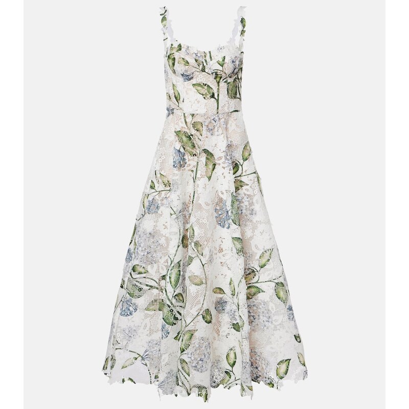 Oscar de la Renta Floral bustier gown