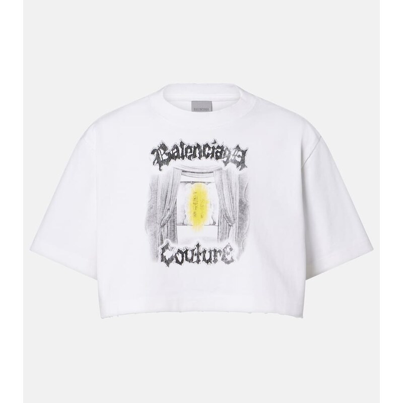 Balenciaga Printed cropped cotton jersey T-shirt