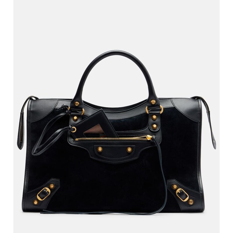 Balenciaga Le City Medium suede top-handle bag