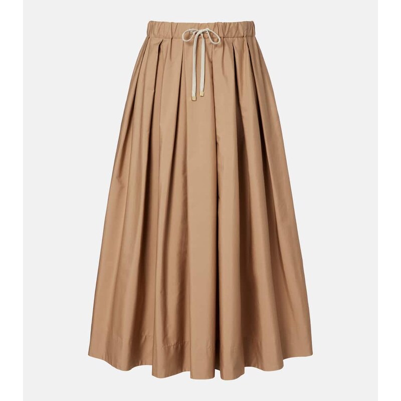 S Max Mara Pineta pleated cotton poplin midi skirt