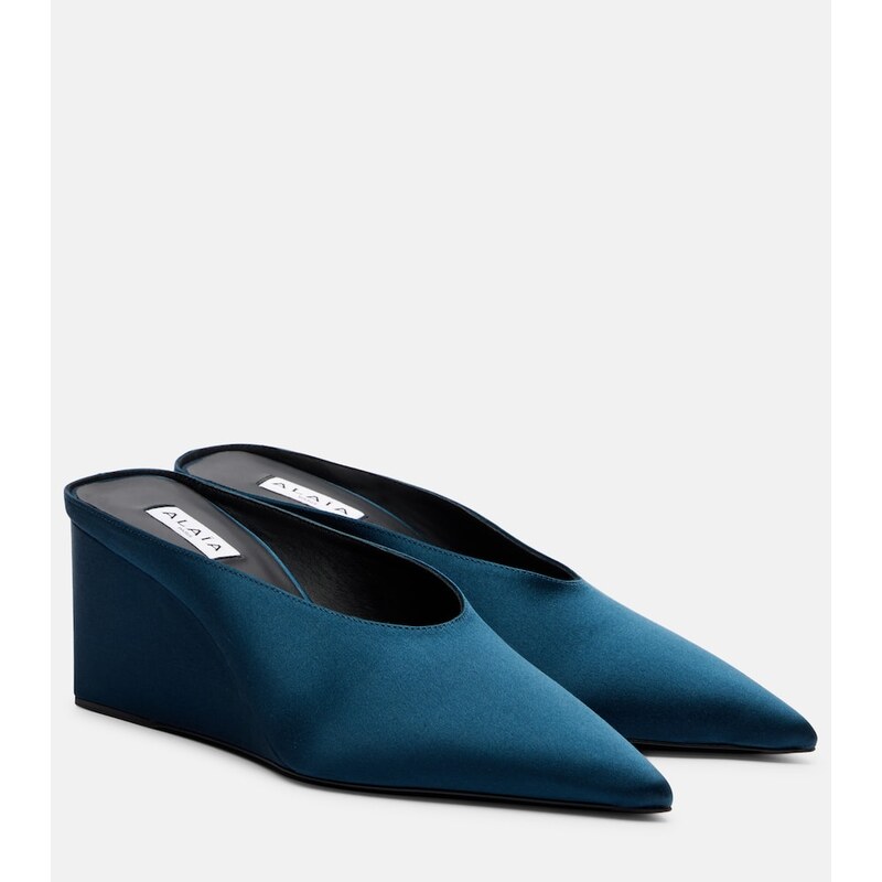 Alaïa Cube satin wedge mules