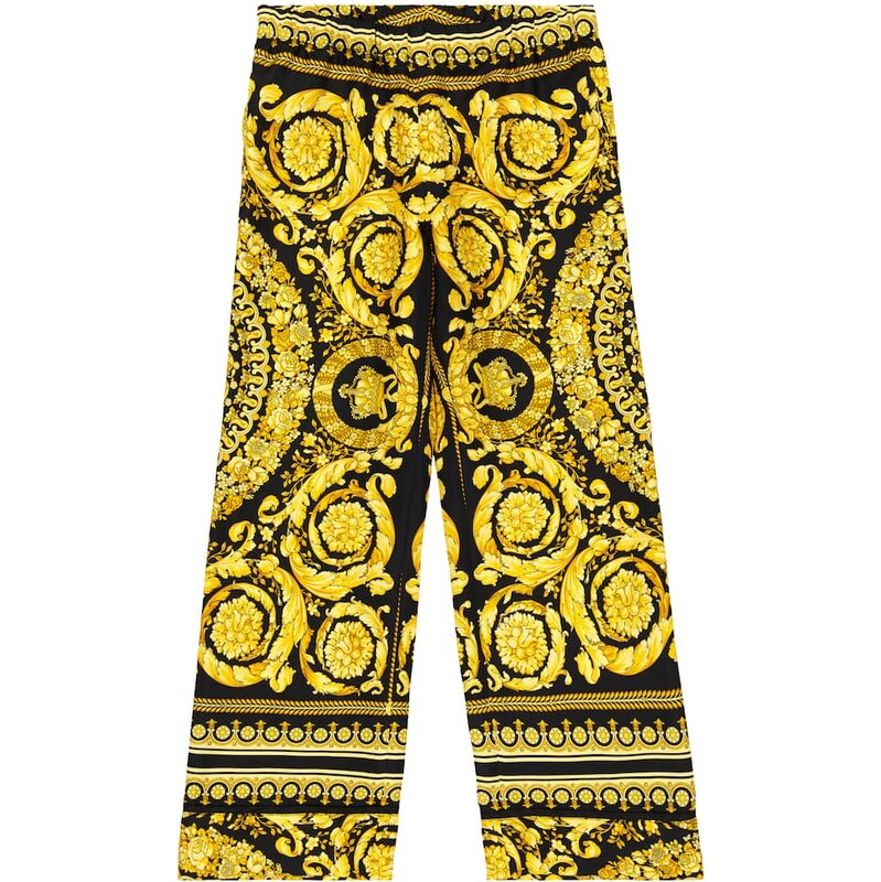 Versace Kids Barocco wide-leg silk twill pants