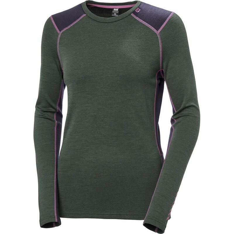Dámské Termo tričko HELLY HANSEN W LIFA MERINO MIDWEIGHT CREW 49378_390 – Zelená