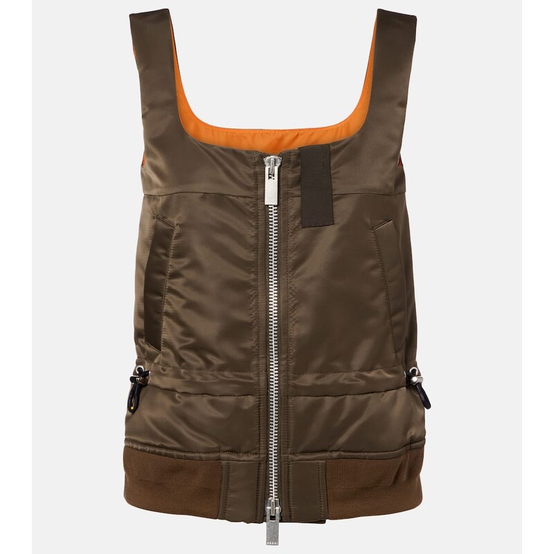 Sacai Technical zip-up tank top