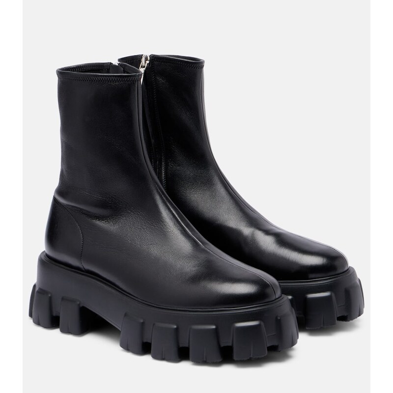 Kotníkové boty Prada Monolith z černé kůže