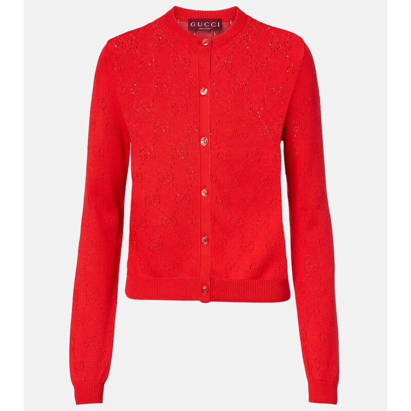 Gucci GG pointelle silk and cotton cardigan