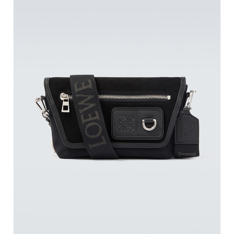 Loewe Flex Mini canvas and suede messenger bag