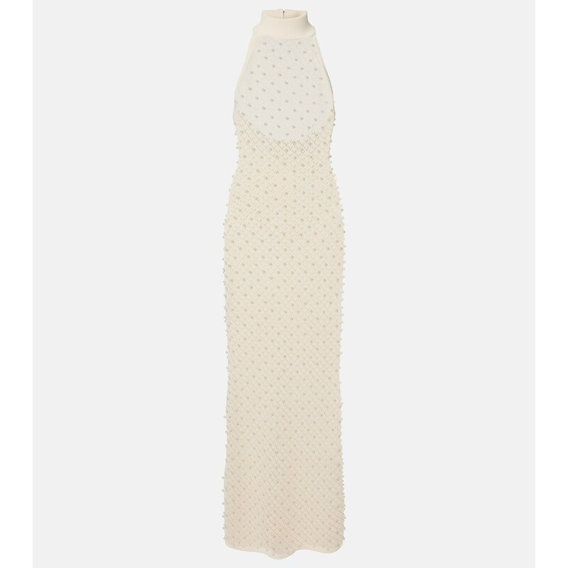 David Koma Crochet embellished turtleneck gown