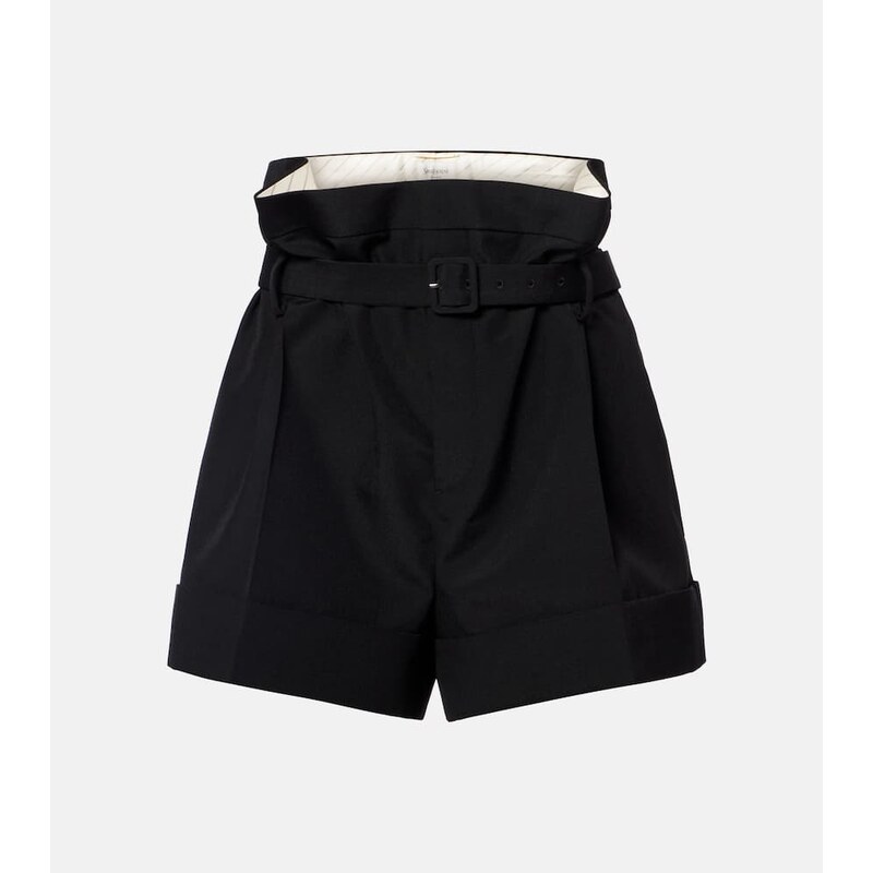 Saint Laurent Belted mohair and wool shorts