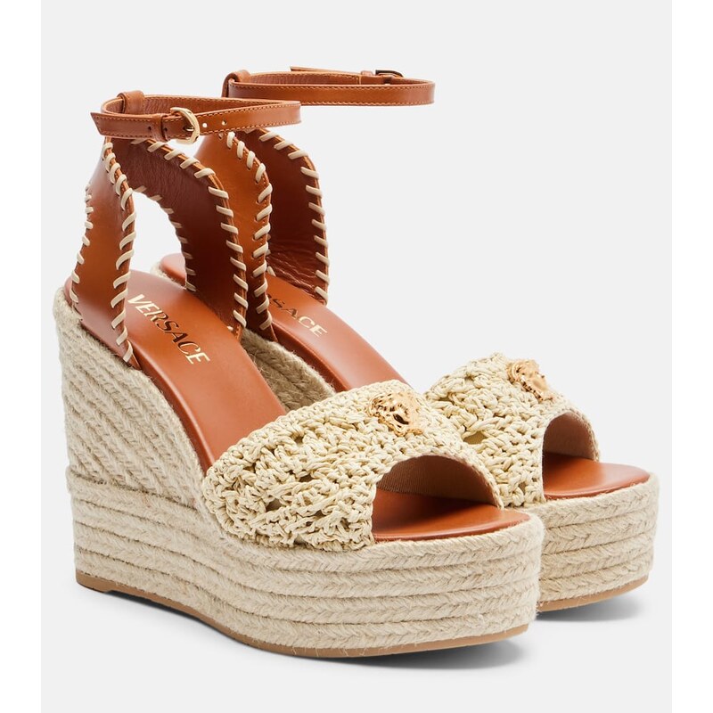 Versace Medusa espadrille wedge sandals