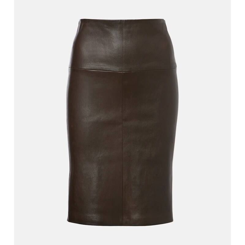 Stouls Gin leather midi skirt